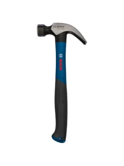 Martillo de uña Bosch de 20 onzas con mango ergonómico para clavar y extraer clavos en trabajos de construcción y carpintería.