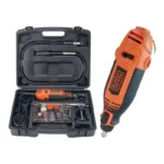 Mototool eléctrico Black + Decker RT18KA-B3 de 130V con eje flexible y 113 accesorios para corte, lijado, pulido y grabado.
