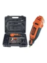 Mototool eléctrico Black + Decker RT18KA-B3 de 130V con eje flexible y 113 accesorios para corte, lijado, pulido y grabado.