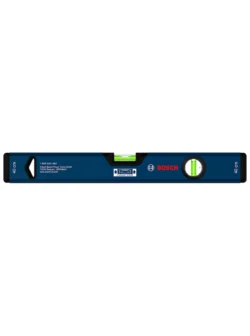 Nivel de burbuja Bosch de 40 cm y 16 pulgadas para verificar nivelación horizontal, vertical y alineación en trabajos de construcción.