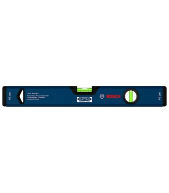 Nivel de burbuja Bosch de 40 cm y 16 pulgadas para verificar nivelación horizontal, vertical y alineación en trabajos de construcción.