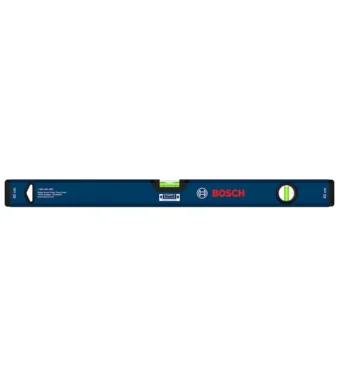 Nivel de burbuja Bosch de 60 cm y 24 pulgadas para verificar nivelación horizontal, vertical y alineación en trabajos de construcción.