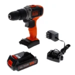 Taladro inalámbrico Black + Decker BCD704C1-B3 de 20V con batería y cargador para perforación y atornillado.