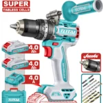 Taladro percutor inalámbrico de 20 V con motor sin escobillas, torque máximo de 96 Nm y mandril de 13 mm