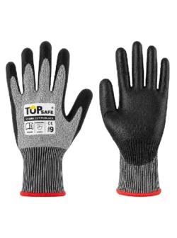 Guante anticorte nivel 5 talla 8 color negro con recubrimiento en poliuretano Boyuan BG199B-8.