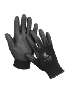 Guantes de poliéster calibre 13 color negro talla 8 Boyuan BG172C-8 x 6 pares.