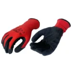 Guantes de poliéster calibre 13 color rojo con recubrimiento en látex talla 8 Boyuan BG184-8 x 6 pares.