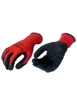 Guantes de poliéster calibre 13 color rojo con recubrimiento en látex talla 8 Boyuan BG184-8 x 6 pares.