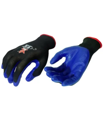 Guantes de poliéster calibre 15 color negro con recubrimiento en espuma de nitrilo talla 8 Boyuan BG174BF-8 x 6 pares.