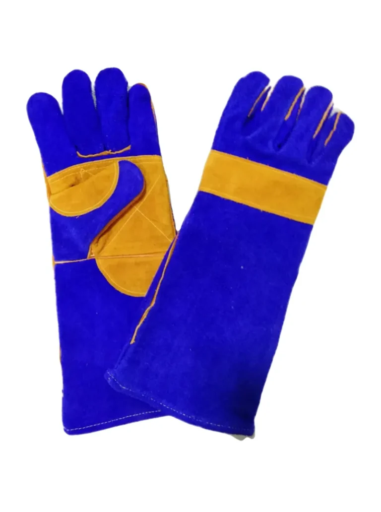 Guante para soldador azul con refuerzo de hilo Kevlar Boyuan BG3515C.