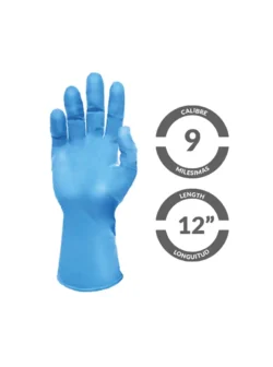 Guantes industriales 100% nitrilo azul de 12 pulgadas, calibre 11 Boyuan BG001-11-L x 25 pares.