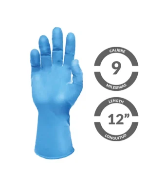 Guantes industriales 100% nitrilo azul de 12 pulgadas, calibre 11, talla XL Boyuan BG001-11-XL x 25 pares.