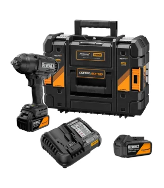 Llave de impacto inalámbrica DEWALT edición McLaren en negro y naranja con encastre cuadrado de 1/2".