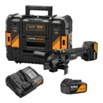 Amoladora angular inalámbrica DEWALT edición McLaren en negro y naranja con disco de 125 mm.
