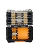 Estuche de cubierta transparente del juego DEWALT DT70909T-QZ con puntas organizadas en ranuras internas.