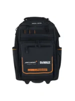Mochila negra DEWALT x McLaren F1 con asa telescópica y ruedas para transportar herramientas