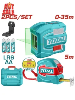 NIVEL LASER 0-35M LUZ VERDE + METRO 5MTS INDUSTRIAL TOTAL TLL680081