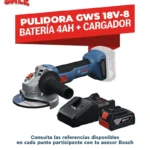 PULIDORA INALÁMBRICA GWS 18V-8 + 1 PILA 4AH + CARGADOR BOSCH
