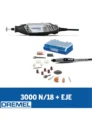 Mototool Dremel 3000 con 18 accesorios y guaya flexible 3000RE para trabajos de precisión.
