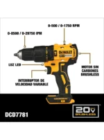 Taladro inalámbrico DeWalt DCD7781 incluido en el combo DCK248P1-B3.